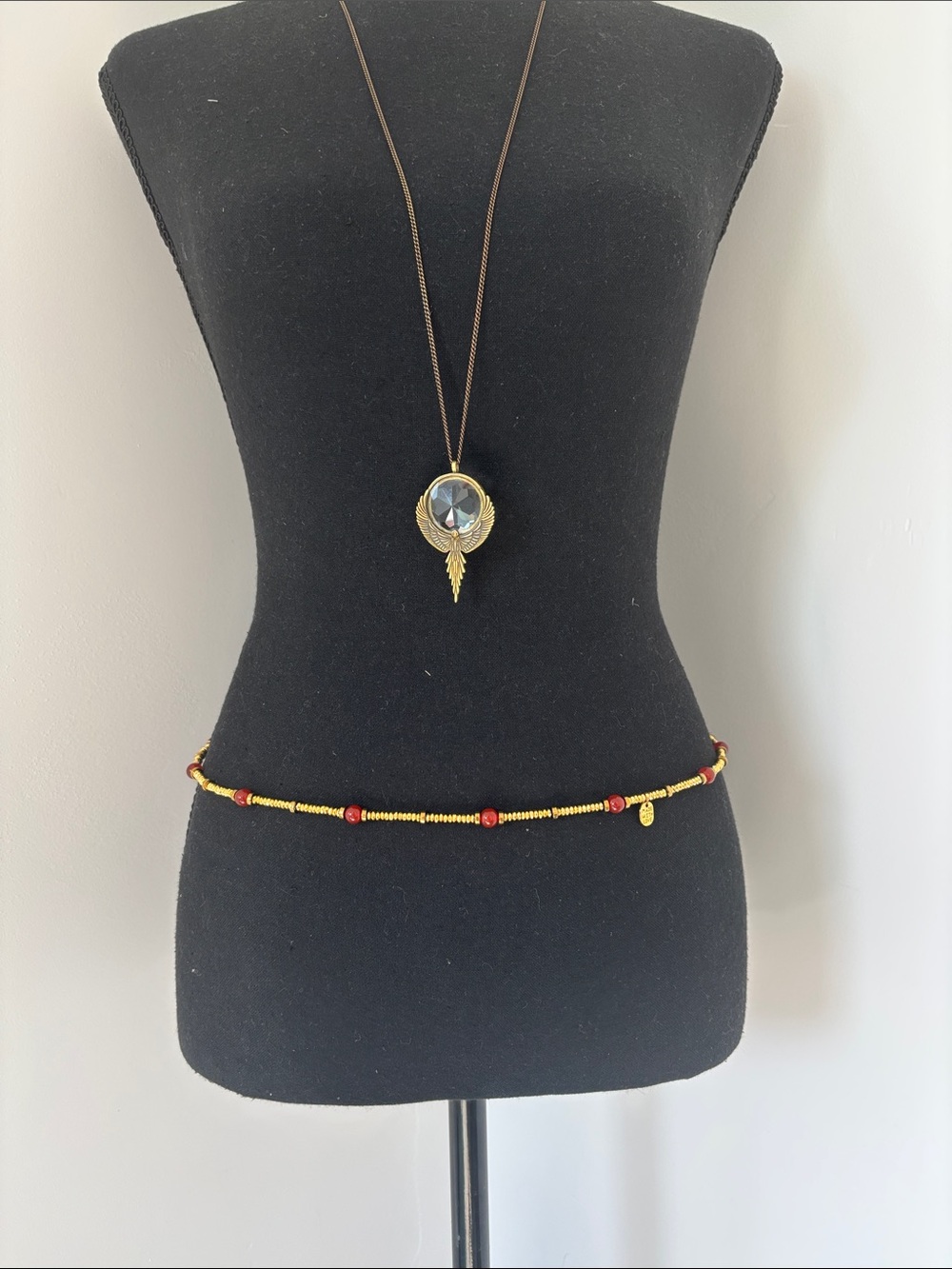 Goddess Waist Belly Chain Crystal Body Jewelry • Red Carnelian & Plated Hematite